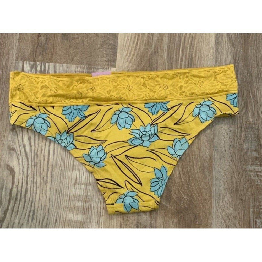 Auden Womens Yellow Floral Cheeky Lace Trim Underwear Panties Size XL (16) - Picture 3 of 3
